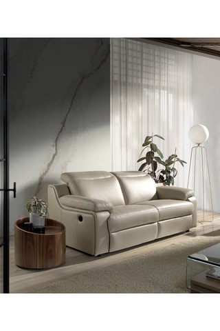 Tavolino ovale 1 cassetto - Effetto noce - Struttura in legno placcato noce - 53 x 53 x 44 cm