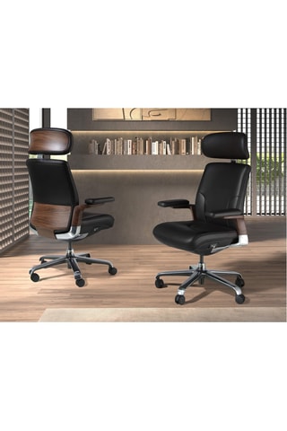 Sedia da ufficio in legno - 74 X 70 X 118 cm - Rivestimento in similpelle