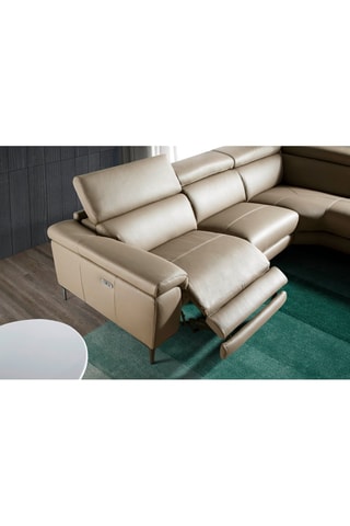Divano angolare destro con meccanismo elettrico - Beige - 3 posti - In pelle