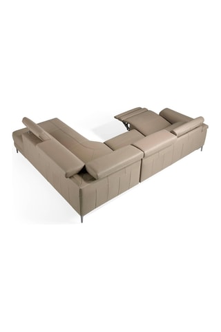 Divano angolare destro con meccanismo elettrico - Beige - 3 posti - In pelle