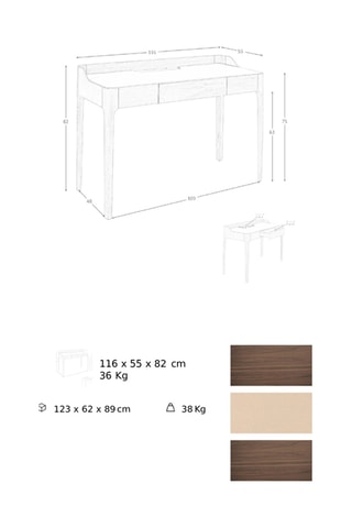 Scrivania in legno 1 cassetto - 116 x 55 x 82 cm