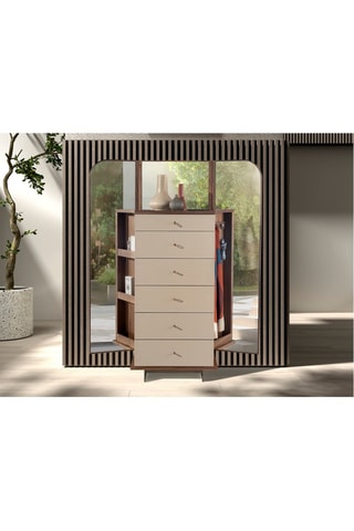 Cassettiera 2 ante in legno placcato noce - 65 x 168 x 42 cm