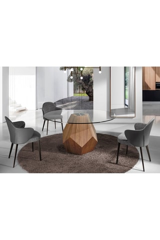 Tavolo da pranzo in legno massiccio e vetro - 150 x 150 x 74 cm