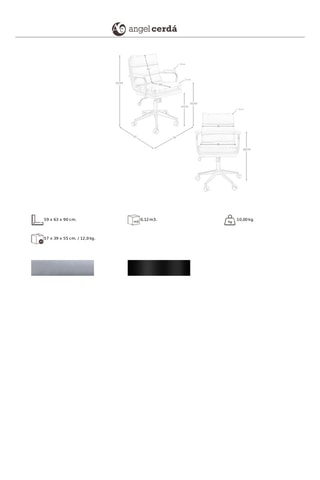 Sedia da ufficio girevole con ruote - 59 x 90 x 52 cm