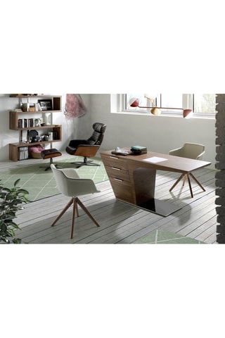 Scrivania - Effetto noce e argentato