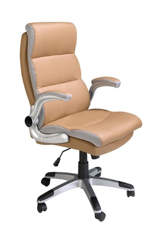 Poltrona girevole - Cammello e grigio - Effetto pelle