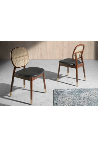 2 sedie in legno e rattan - 49 x 52 x 87 cm