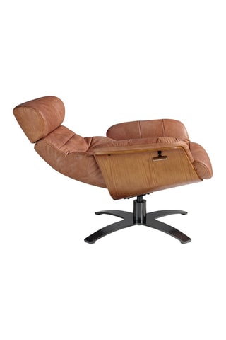 Poltrona girevole - Marrone chiaro - In pelle