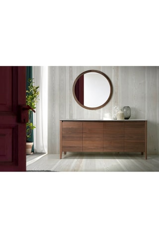 Credenza 4 ante - Effetto noce e bianco