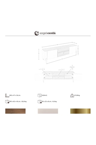 Mobile TV 2 ante - 200 x 47 x 54 cm