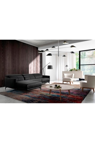 Divano angolare sinistro - Nero - 3 posti - In pelle di vacchetta