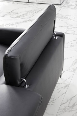 Divano angolare sinistro - Nero - 3 posti - In pelle di vacchetta