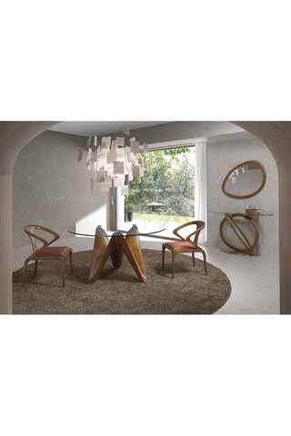 Tavolino - Trasparente - Noce e vetro - 130 x 75 x 130 cm