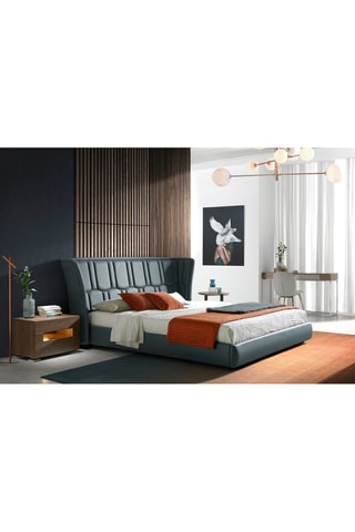 Comodino con LED - Effetto noce - 58 x 38 x 41 cm