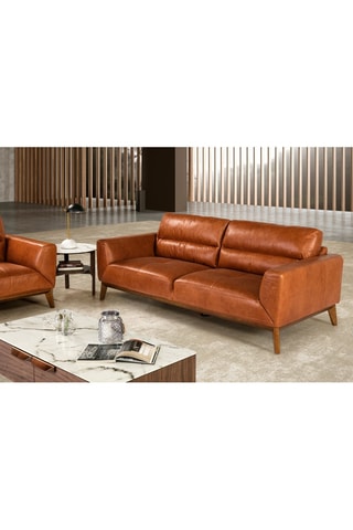 Divano in pelle - Marrone - 3 posti