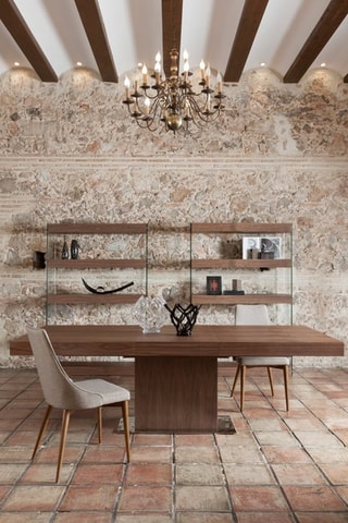 Libreria - Effetto noce e trasparente - Struttura in vetro - 122 x 38 x 183 cm