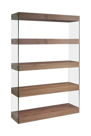 Libreria - Effetto noce e trasparente - Struttura in vetro - 122 x 38 x 183 cm