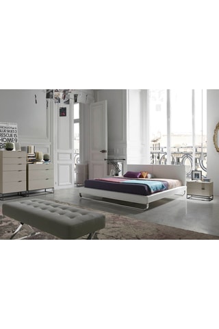 Comodino 2 cassetti - Grigio chiaro e nero - 55 x 41 x 41 cm