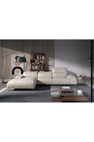 Divano angolare sinistro in pelle - Beige