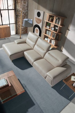 Divano angolare sinistro in pelle - Beige