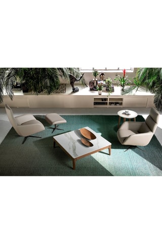 Tavolino - Bianco e neutro - Piano in vetro - 100 x 100 x 30 cm