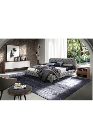 Comodino in legno placcato noce e vetro - 65 x 50 x 45 cm