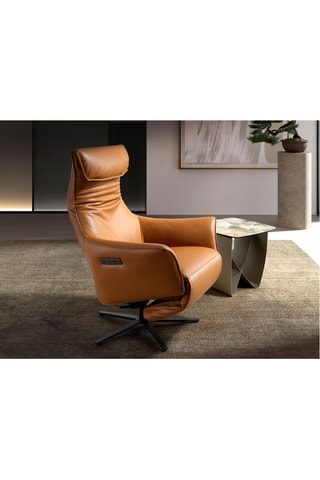 Poltrona girevole - Marrone - In pelle