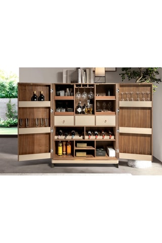 Credenza 2 ante in noce e pelle - 120 x 50 x 150 cm