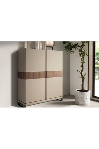 Credenza 2 ante in noce e pelle - 120 x 50 x 150 cm