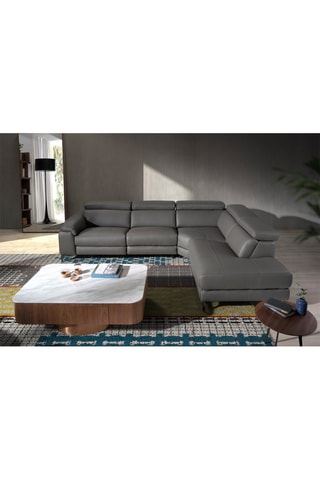 Divano angolare in pelle - Grigio e nero