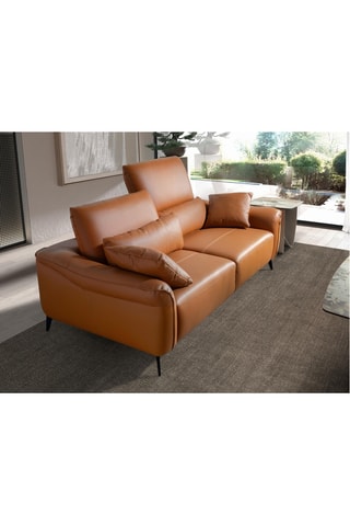 Divano in pino - Marrone chiaro - 2 posti - Pelle