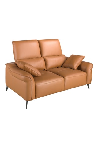 Divano in pino - Marrone chiaro - 2 posti - Pelle