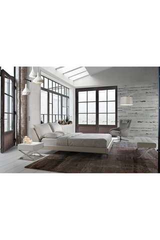 Panca fondo letto - Bianco e argentato - Effetto pelle