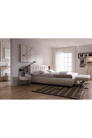 Panca fondo letto - Bianco e argentato - Effetto pelle