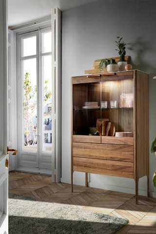 Vetrinetta 2 ante - Neutro - Ante e ripiani in vetro - 99 x 40 x 101 cm