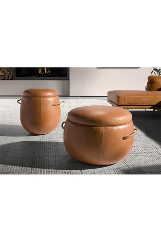 Pouf 2-in-1 - Cammello - In pelle
