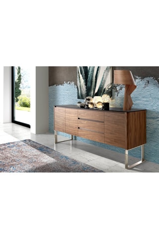 Credenza 3 ante - Effetto noce e argentato