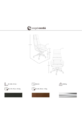 Sedia da ufficio in legno - 67 X 69 X 121 cm - Rivestimento in similpelle