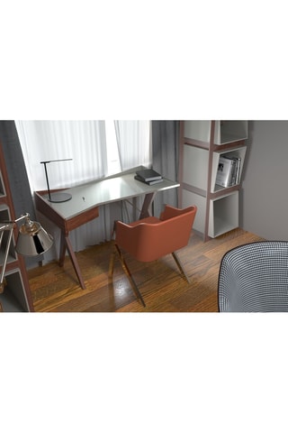 Scrivania 1 cassetto - Effetto noce e bianco