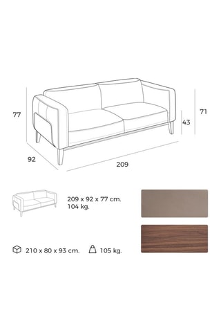 Divano - Marrone - 3 posti - In pelle