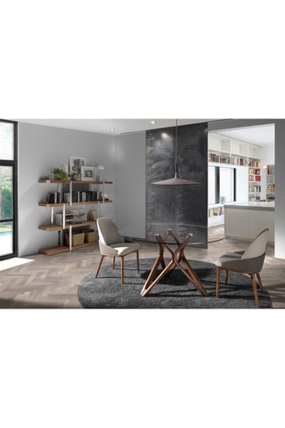 Tavolo da pranzo in vetro e frassino - 140 x 75 x 140 cm