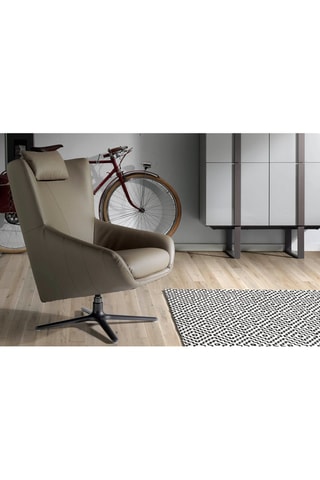 Poltrona girevole - Taupe - In pelle