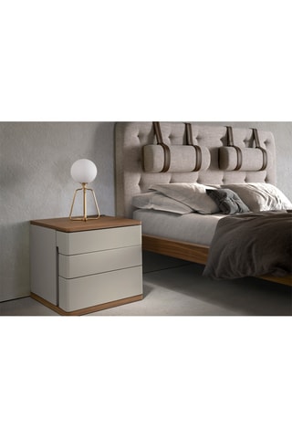 Comodino 3 cassetti - Bianco ed effetto noce - 46 x 46 x 45 cm