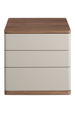 Comodino 3 cassetti - Bianco ed effetto noce - 46 x 46 x 45 cm