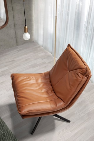 Poltrona - Marrone e nero - In pelle