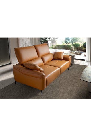 Divano in pino - Marrone chiaro - 3 posti - Pelle