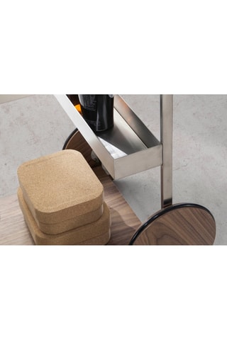 Carrello minibar - Argentato ed effetto noce - 91 x 38 x 74 cm