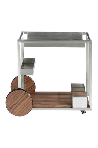 Carrello minibar - Argentato ed effetto noce - 91 x 38 x 74 cm