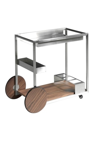 Carrello minibar - Argentato ed effetto noce - 91 x 38 x 74 cm