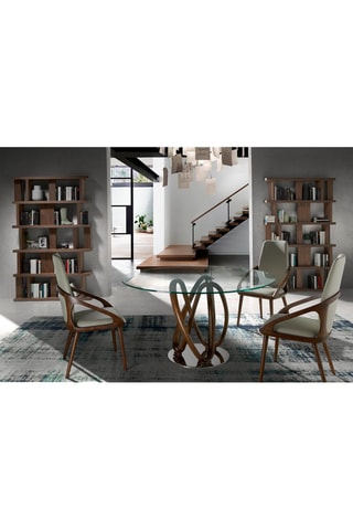 Tavolo da pranzo in vetro e legno massiccio - 130 x 130 x 78 cm